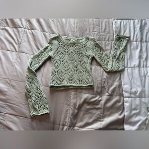 Aeropostale Sage Green Crochet Blouse